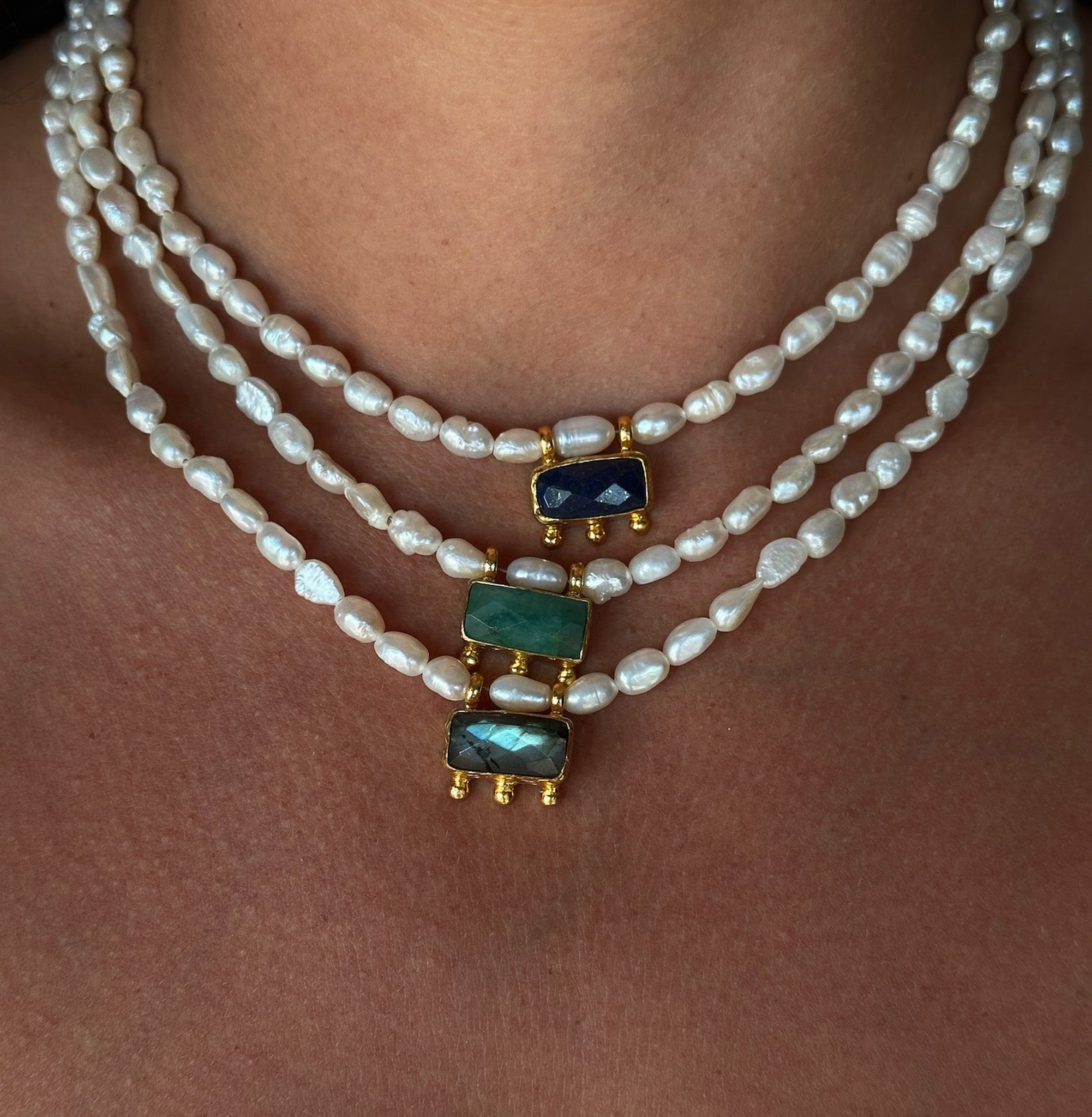 Holly Pearl and Lapis Necklace