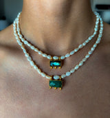 Amelia Pearl and Emerald Necklace