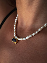 Holly Pearl and Lapis Necklace