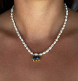 Holly Pearl and Lapis Necklace