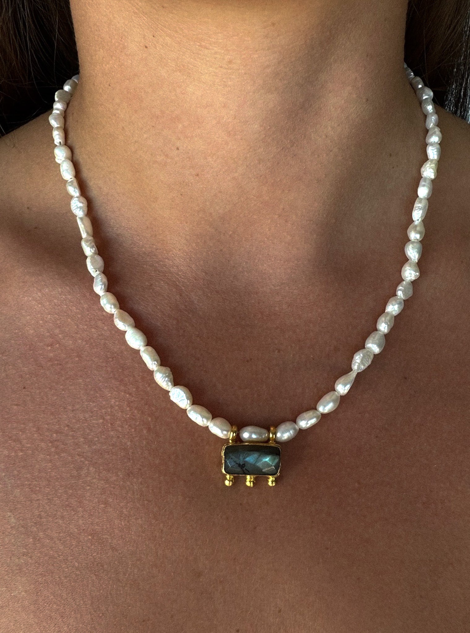 Ceci Pearl and Labrodite Necklace